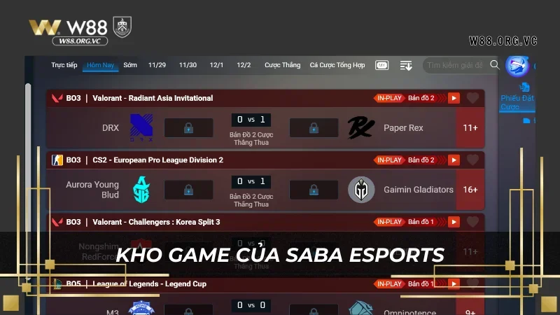 SABA ESPORTS – Nhà Cung Cấp Game eSports tại W88 1 Khám phá các game cá cược do SABA ESPORTS cung cấp