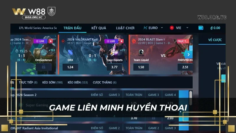 TF GAMING ESPORTS W88 – Cá cược thể thao điện tử 1 Liên minh do TF GAMING sản xuất luôn ăn khách